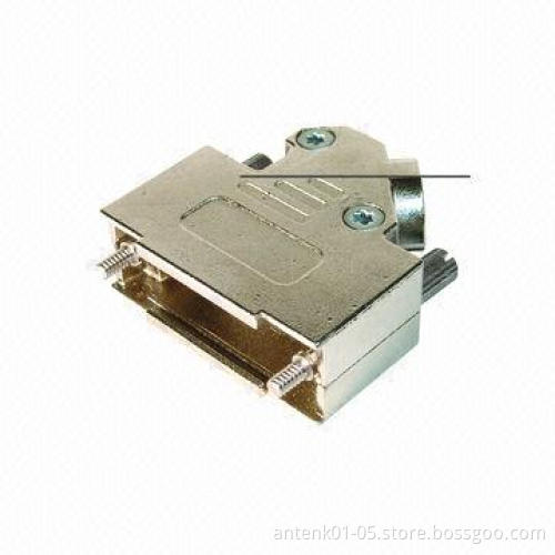 Metalized Cover, 09 to 37 Pins, Side Cable Exit 45°, Knurled Screws